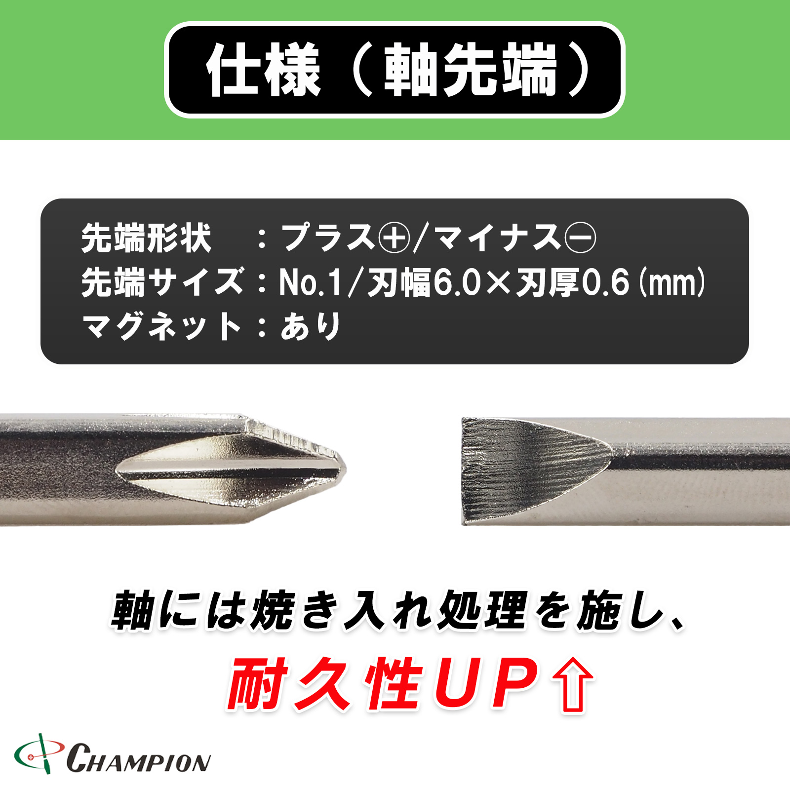 角軸貫通差替ドライバー (+1/-6.0)×75 差替式 四角軸 No.SK-500