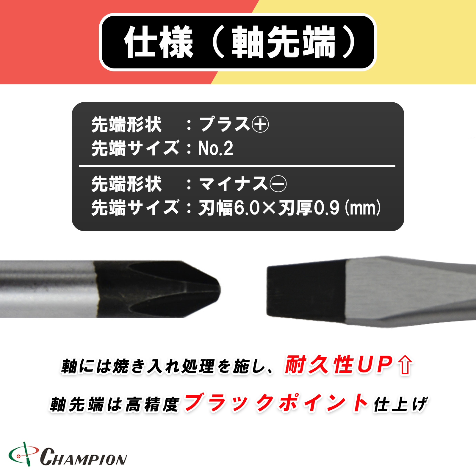 ボールグリップドライバー 2本セット (+2・-6.0)×200 No.2000